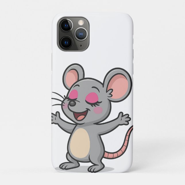 Cute Cartoon Mouse Putting on Makeup Case-Mate iPhone Case (Back)