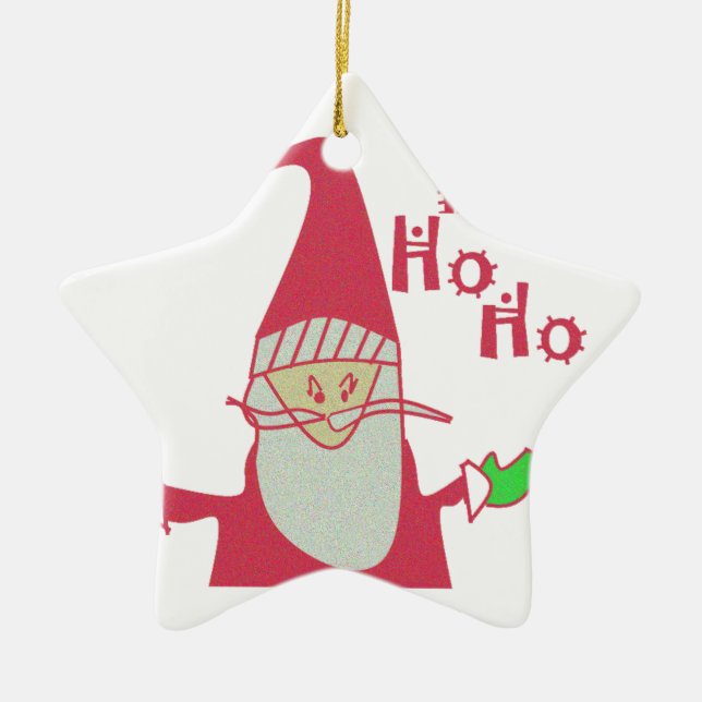 Cute Cartoon Mouse Santa Collection. Ceramic Tree Decoration (Front)