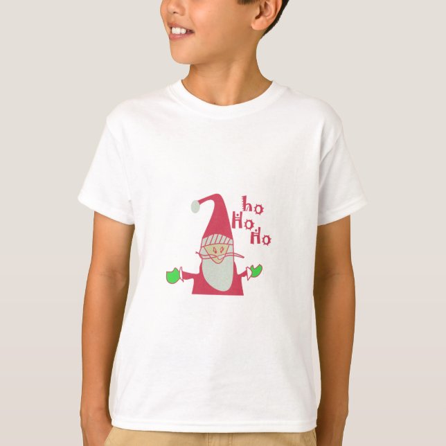 Cute Cartoon Mouse Santa Ho Ho Ho T-Shirt (Front)