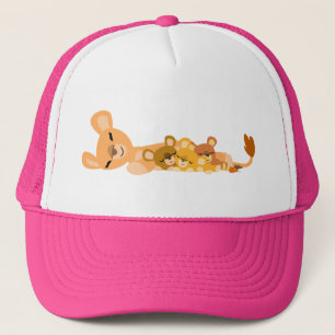 Cute Cartoon Mum Lion and Cubs Hat