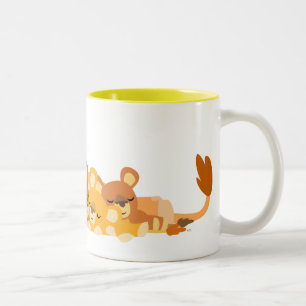 Cute Cartoon Mum Lion and Cubs mug