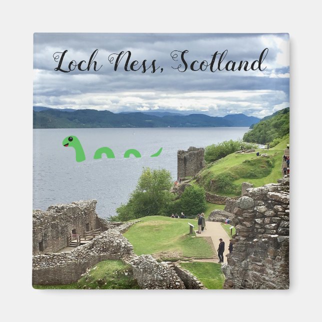 Cute Cartoon Nessie Loch Ness Monster, Scotland Magnet (Front)