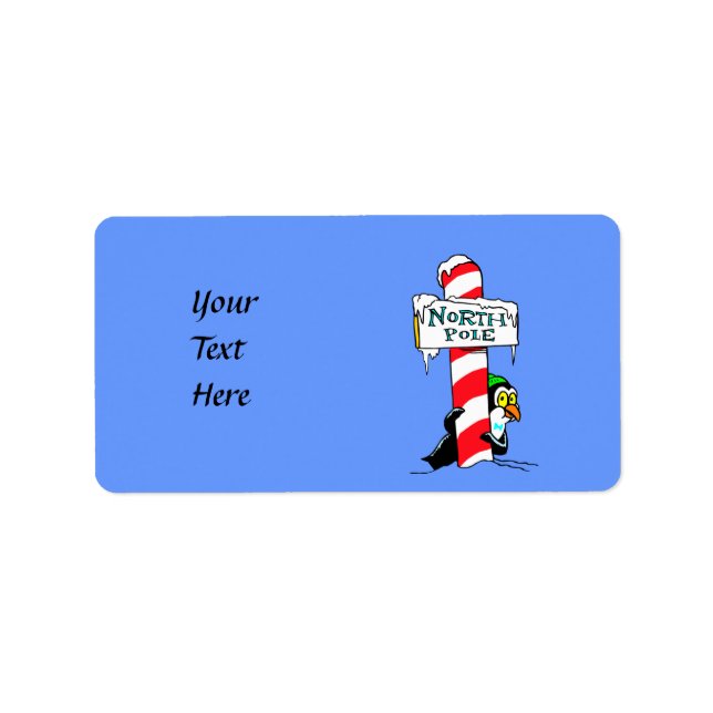 Cute Cartoon North Pole Penguin Label (Front)
