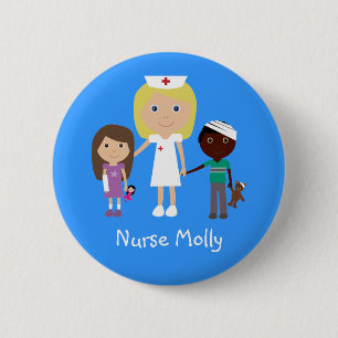 Cute Cartoon Nurse & Children Button