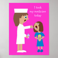 Cute Cartoon Nurse Giving Child Medicine