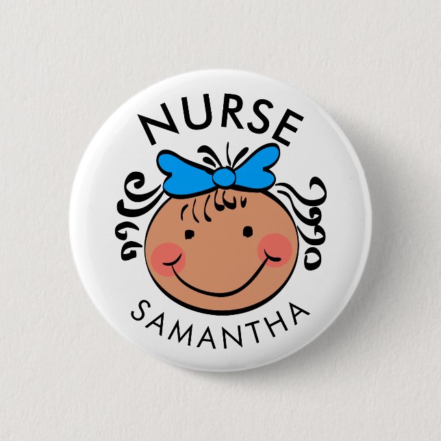 Cute  Cartoon Nurse Name 6 Cm Round Badge (Front)