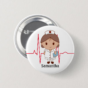 Cute Cartoon Nurse Personalised 6 Cm Round Badge