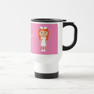 Cute Cartoon Nurse Red Hair Personalised Travel Mug
