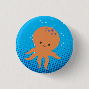 Cute Cartoon Octopus Blue Ocean 3 Cm Round Badge