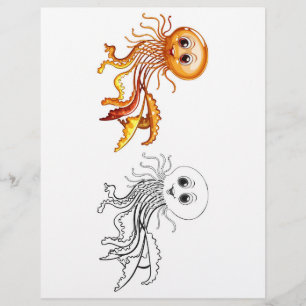 Cute cartoon octopus colouring page