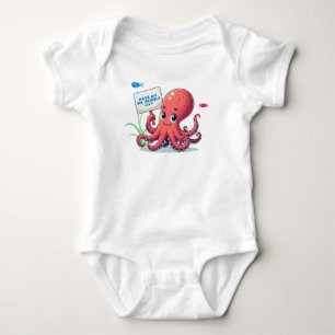 Cute, cartoon octopus with fish baby bodysuit