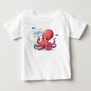 Cute, cartoon octopus with fish baby T-Shirt