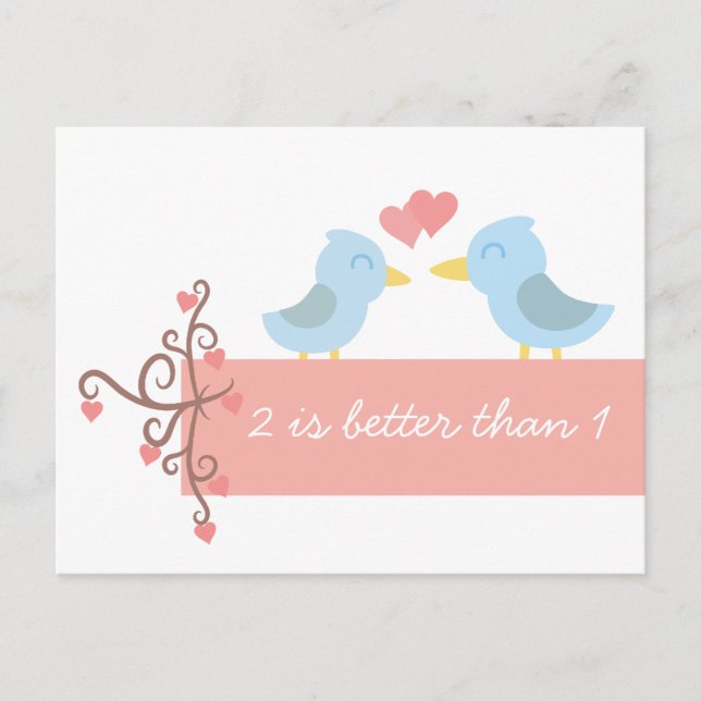 Cute cartoon of a pair of blue birds in love postcard (Front)