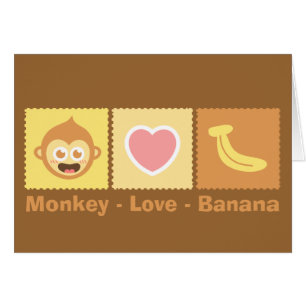 Cute Cartoon of Monkey - Love - Banana