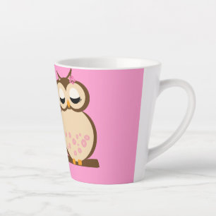 Cute cartoon of mother and baby owl Latte Mug