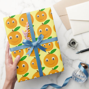 Cute Cartoon Orange Drawing Wrapping Paper