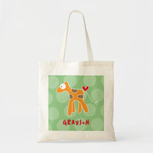 Cute Cartoon Orange Giraffe Love Fun Dots Kids Tote Bag