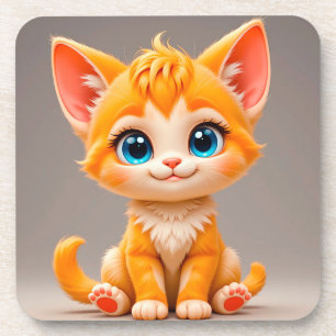 Cute Cartoon Orange Kitten Coaster