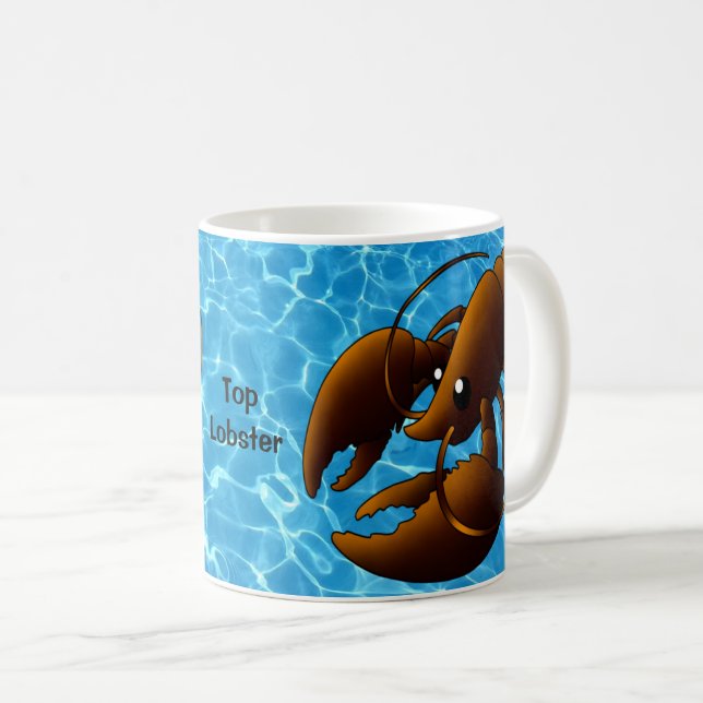 Cute Cartoon Orange Lobster Coffee Mug (Front Right)