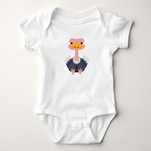 Cute Cartoon Ostrich Gift Baby Bodysuit (Front)
