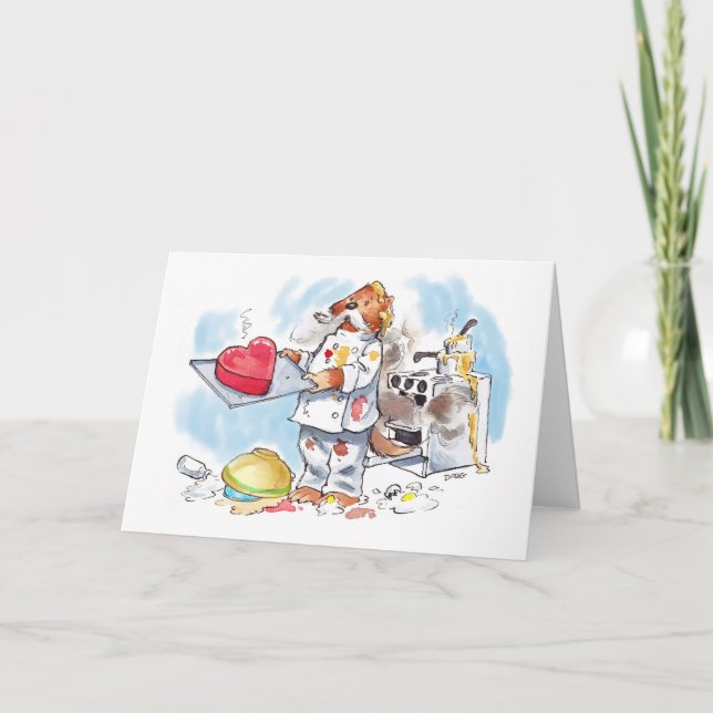 cute cartoon otter chef valentine's day card (Front)