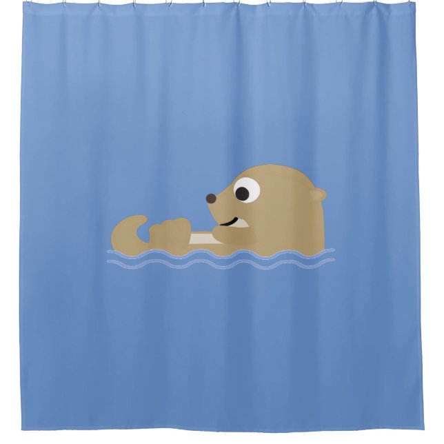 Cute Cartoon Otter Shower Curtain (Front)