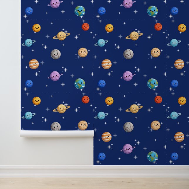 Cute Cartoon Outer Space Planets Kids Wallpaper (Application)