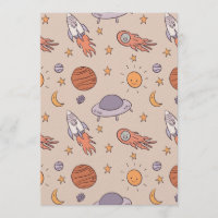 Cute Cartoon Outer Space Seamless Pattern Design