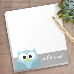 Cute Cartoon Owl - Blue and Grey Custom Name Notepad<br><div class="desc">A modern and simple owl with trendy colours. You can add a name,  monogram or other custom text. If you need to move the art around,  click on the customise button to make changes.</div>