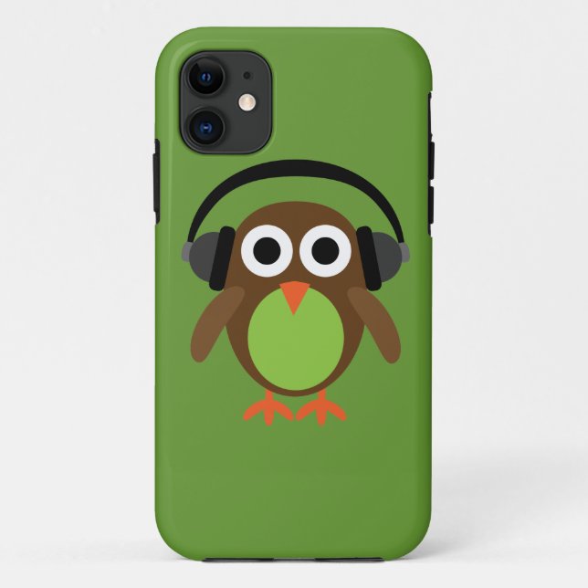 Cute Cartoon Owl DJ With Headphones Case-Mate iPhone Case (Back)