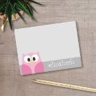 Cute Cartoon Owl - Pink and Grey Custom Name