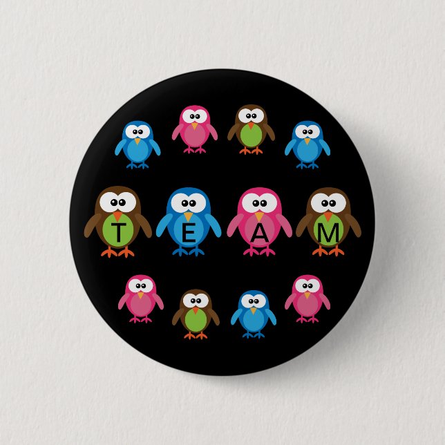 Cute Cartoon Owls Customisable Team 6 Cm Round Badge (Front)