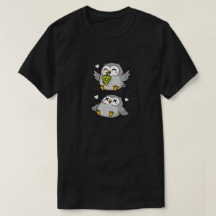Cute Cartoon Owls Eating Grapes Funny Gray Owl T-Shirt