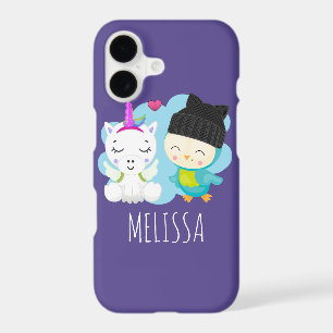 Cute Cartoon Pals -  Happy Unicorn & Bird