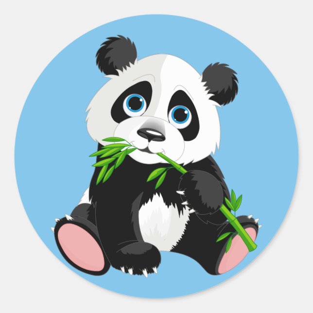 Cute Cartoon Panda Bear Classic Round Sticker (Front)