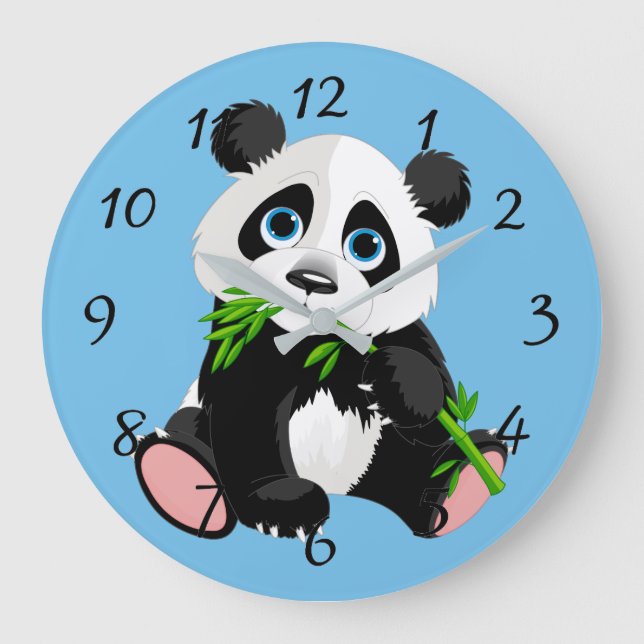 Cute Cartoon Panda Bear Large Clock (Front)