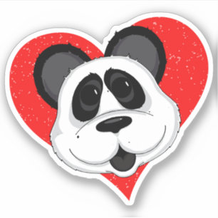 Cute Cartoon Panda Bear with Love Heart