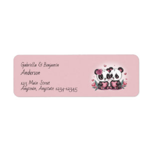 Cute Cartoon Panda Lovers Hearts Valentine’s Day