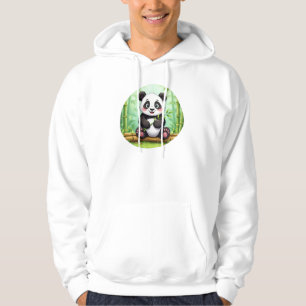 Cute Cartoon Panda on Bamboo Patch Hoodie