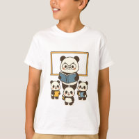 Cute Cartoon Panda Teacher and Students for School