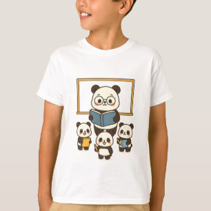 Cute Cartoon Panda Teacher and Students for School T-Shirt