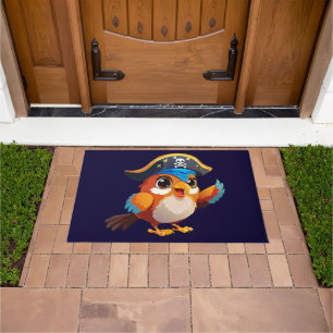 Cute cartoon parrot pirate doormat