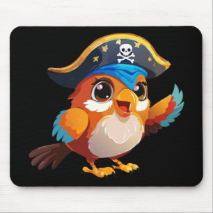 Cute cartoon parrot pirate mouse mat
