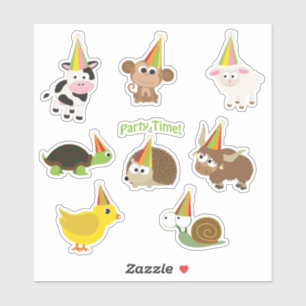 Cute Cartoon Party Animals Sticker Set