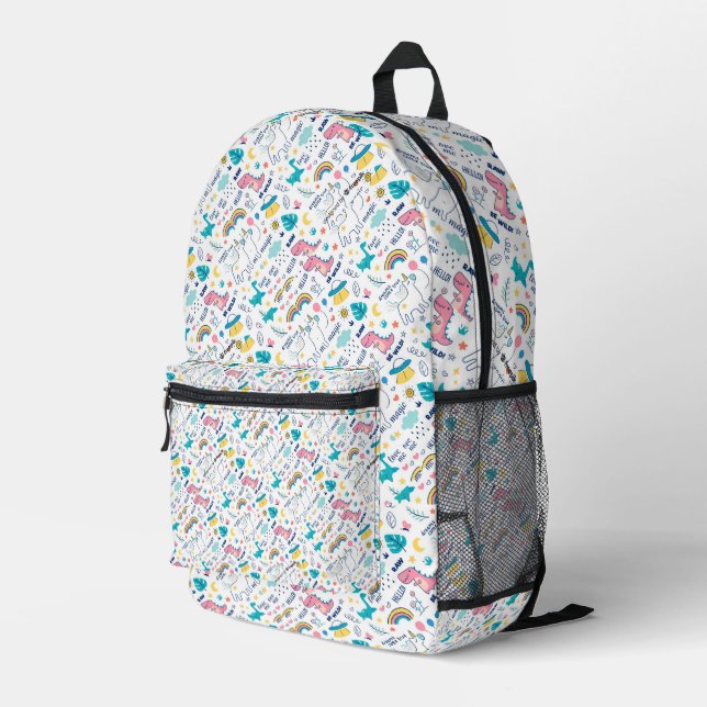 Cute Cartoon Pattern Monogram Printed Backpack  (Back Corner Right)