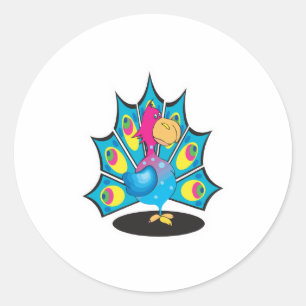 cute cartoon peacock classic round sticker