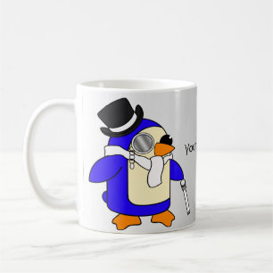 Cute cartoon penguin black and white coffee mug