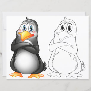 Cute Cartoon penguin colouring page