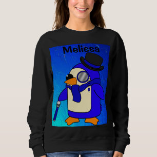 Cute cartoon penguin dark blue sweatshirt