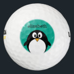 cute cartoon penguin emerald and black golf balls<br><div class="desc">A simple,  yet modern illustration of a penguin. If you need to make changes to the artwork,  click on the customise it button to move things around.</div>